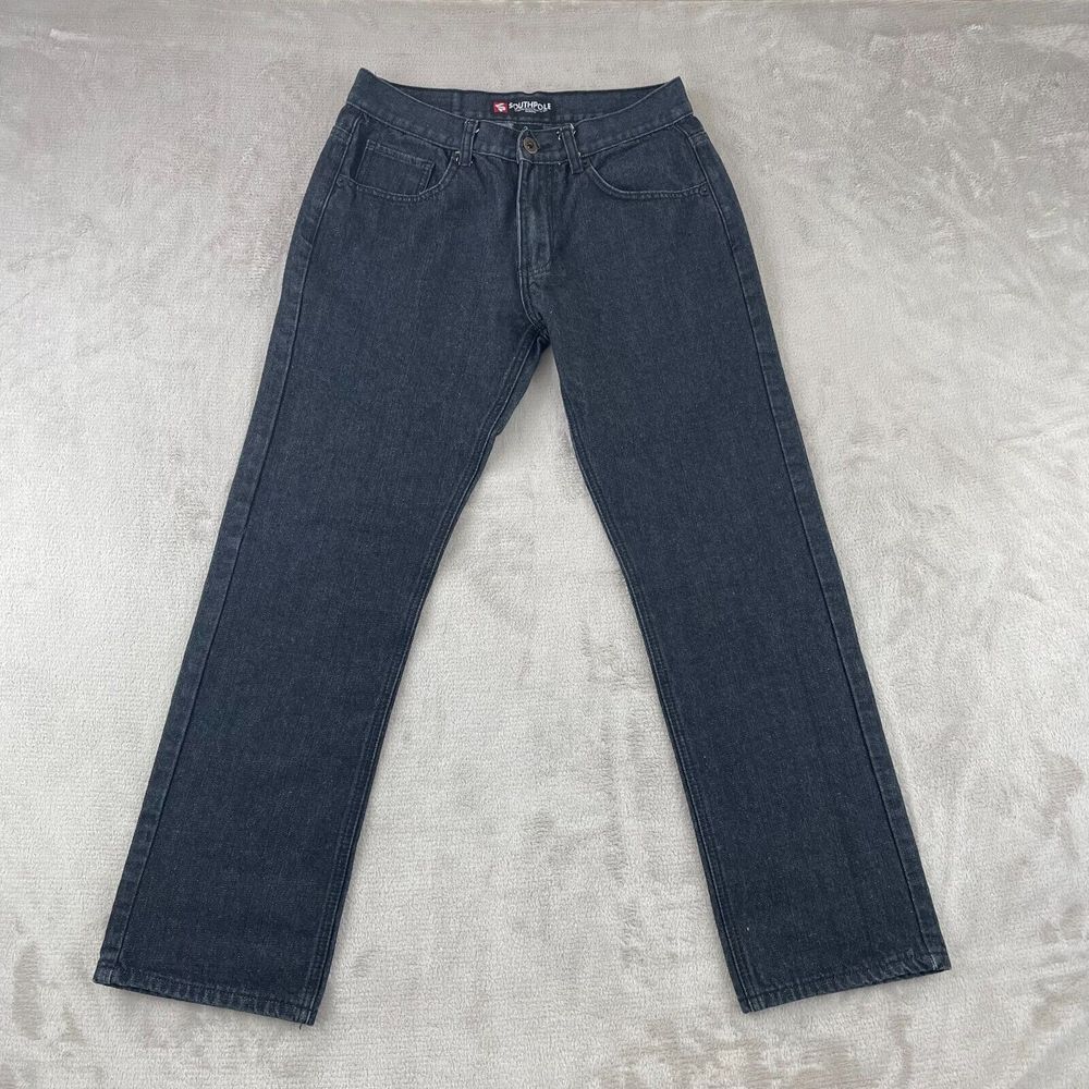 Southpole Jeans Men 32 (Meas. 30x30) Black Straight Fit Zip Fly Skate